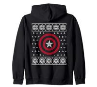 Marvel Captain America Shield Ugly Christmas Zip Hoodie