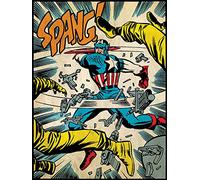 Marvel Captain America Spang Canvas Print, Multi-Colour, 60 x 80 cm