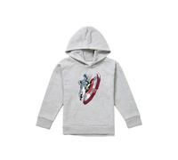 Marvel Captain America Spin Sheild Youth Kids Pull-Over Hoodie, Athletic Heather in Grey | Size: 12-13 Years Marvel Grey 12-13 Years