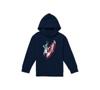 Marvel Captain America Spin Sheild Youth Kids Pull-Over Hoodie, Navy | Size: 9-11 Years Marvel Navy 9-11 Years