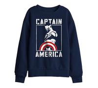 Marvel Captain America Stencil Kids Sweatshirt, Navy, 7-8