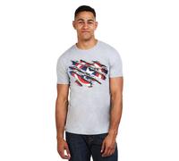 Marvel Captain America Torn Cotton Mens T-Shirt Grey Captain America Grey M