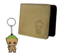 Marvel Card Wallet and Keyring Set for Men Teenagers - Card Slots ID Pocket Groot Mens Wallet - Gifts for Men (Beige Groot)