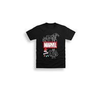 Marvel Christmas Black T-Shirt - 100% Cotton Soft Crew-Neck Tee for Men - Easy-Care Festive Layer, Colourfast Holiday Graphic, Marvel Xmas Tee