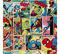 Marvel Comic Strip Wallpaper Hulk Captain America Spiderman Multicoloured YL