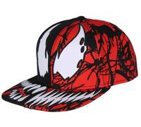 Marvel Comics Adult Venom Carnage Split Face Embroidered Flat Bill Snapback Hat for Men and Women, Black / Red, One size