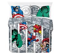 Marvel Comics Avengers Comic Cool 100% Cotton Double Duvet Cover Set, COVER ONLY Comforter Not Included - Includes 2 Pillowcases
