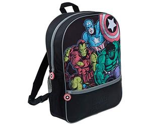 Marvel Comics Avengers Kids Backpack Large Back To School Bag Travel Rucksack Black Bag For Boys Girls Adults Back Pack with Drinks Holder