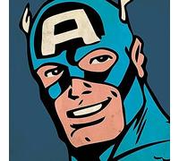 Marvel Comics "Captain America Close-Up Canvas Print, Multi-Colour, 40 x 40 cm