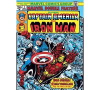 Marvel Comics Captain America & Iron Man Print in Dark Red Marvel Comics Dark Red