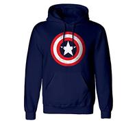 Marvel Comics Captain America Shield Distressed Adults Black Hoodie - Medium