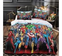 Marvel Comics Comforter Covers Duvet Cover for Teens And Adults 3D Print MCU Quilt Cover with Zipper Closure Soft Microfiber Bedding Set with Pillow Cases 3 Pieces Super King(260x220cm)