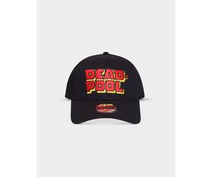 MARVEL COMICS DEADPOOL TEXT LOGO EMBROIDERED BLACK SNAPBACK BASEBALL CAP