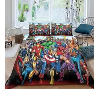 Marvel Comics for Boys Girls Quilt Cover 3D Print MCU Comforter Covers Duvet Cover Soft Microfiber with Pillow Cases Bedding Set with Zipper Closure 3 Pieces King(220x240cm)