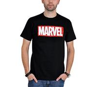 Marvel Comics Men's Box Logo Short Sleeve T-Shirt, Black, Large