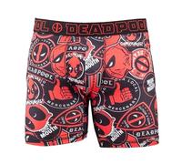 Marvel Comics Men's Deadpool Sticker MERC with a Mouth No-Fly Boxer Briefs, Black, M