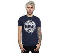 Marvel Comics Men's Logo Character Infill T-Shirt Navy Blue XXXXX-Large