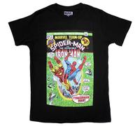 Marvel Comics Men's Spiderman & Iron Man Comic Cover T-Shirt in Black | Size: 2XL Marvel Comics Black 2XL