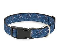 Marvel Comics Pet Collar, Dog Collar Plastic Buckle, Captain America Fireworks Icons Blue Red White, 15 to 24 Inches 1.0 Inch Wide