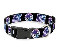 Marvel Comics Pet Collar, Dog Collar Plastic Buckle, Thor Son of Odin with Hamner Icon Black White Blues, 16 to 23 Inches 1.5 Inch Wide