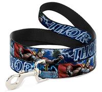 Dog Leash Avengers Thor Hammer Action Pose Galaxy Blues White 4 Feet Long 1.5 Inch Wide