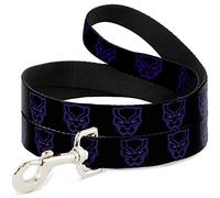 Marvel Comics Pet Leash, Dog Leash, Black Panther Avengers Icon Outline Black Purple, 4 Feet Long 1.5 Inch Wide