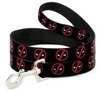 Marvel Comics Pet Leash, Dog Leash, Deadpool Logo Black Red White, 4 Feet Long 1.5 Inch Wide