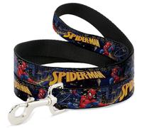 Marvel Comics Pet Leash, Dog Leash, Spider Man Title Logo and Action Skyline Poses, 4 Feet Long 1.5 Inch Wide