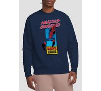 Marvel Comics Presents Corner Box Amazing Spider-Man Grandad Sweatshirt, Navy Marvel Navy L