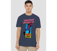 Marvel Corner Box Amazing Spider-Man Grandad T Shirt, Heather Navy, 3XL