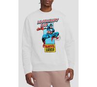 Marvel Comics Presents Corner Box Father'S Day Legendary Captain America Dad Sweatshirt, White | Size: Medium Marvel White M
