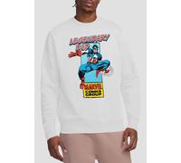 Marvel Comics Presents Corner Box Father'S Day Legendary Captain America Dad Sweatshirt, White Marvel White M