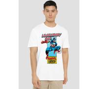Marvel Comics Presents Corner Box Father's Day Legendary Captain America Dad T-Shirt, White White