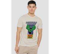 Marvel Comics Presents Corner Box Incredible Hulk Grandad T-Shirt, Natural Marvel Beige S