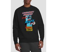 Marvel Comics Presents Corner Box Legendary Captain America Grandad Sweatshirt, Black Black XL