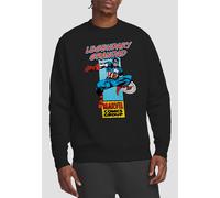 Marvel Comics Presents Corner Box Legendary Captain America Grandad Sweatshirt, Black | Size: Large Marvel Black L