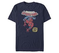 Marvel Comics Retro Spidey Cover Simplified Short Sleeve Tee Shirt, Navy Blue, X-Small