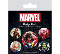 Marvel Comics Set of 5 Badges (Iconic Women of Marvel Design) Pin Badges for Backpacks, Jackets and Party Bags, Marvel Gifts for Men and Women, Marvel Gifts for Boys and Girls - Official Merchandise