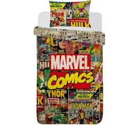 Marvel Comics Single Duvet Cover Set Reversible Bedding with Pillowcase - Official Marvel Superhero Quilt Cover - Soft Easy Care Bed Set for Kids Boys Teenagers - Single Size