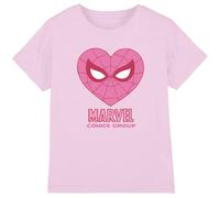 Marvel Comics Spiderman Heart Girls T Shirt, Light Pink, 7-8 Years