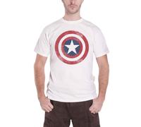 Marvel Comics T Shirt Captain America Distressed Shield new Official Mens White