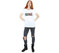 Marvel Comics Women's Characters Cotton Logo Boyfriend T-Shirt in White | Size: 2XL Marvel Comics White 2XL