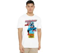 Marvel Corner Box Father's Day Legendary Captain America Dad T Shirt, White, XL