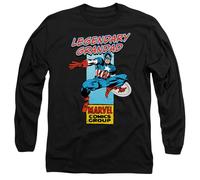 Marvel Corner Box Legendary Captain America Grandad T Shirt, Black, S