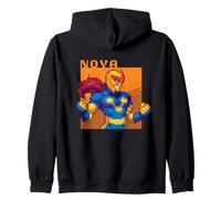 Marvel Cosmic Invasion Game Nova Retro Pixel Graphics Zip Hoodie