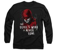 Marvel Daredevil Born Again The Devil’S Work is Never Done Unisex Long Sleeve T Shirt, Black, Large