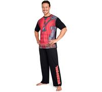Marvel Deadpool and Wolverine Mens Pyjama Set, Soft Comfortable PJs Loungewear - Gifts for Men (Black/Red Deadpool, 2XL)