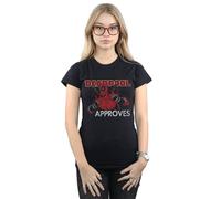 Marvel Women's Deadpool Approves Cotton T-Shirt in Black | Size: Large Marvel Black L