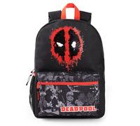 Marvel Deadpool Backpack Boys - School Bag Rucksack Splatter Logo Black Red | Vanilla Underground, Comic Print Pocket, Adjustable Straps, Christmas, Birthday Gifts for Boys, Bookbag