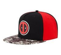Marvel Deadpool Baseball Hat, Face Logo Adjustable Flat Brim Snapback Hat, Black, One Size, Black, One Size